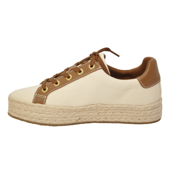Michael Kors Poppy Espadrille Lace-Up Canvas Sneaker Light Cream Nib - Picture 3 of 7